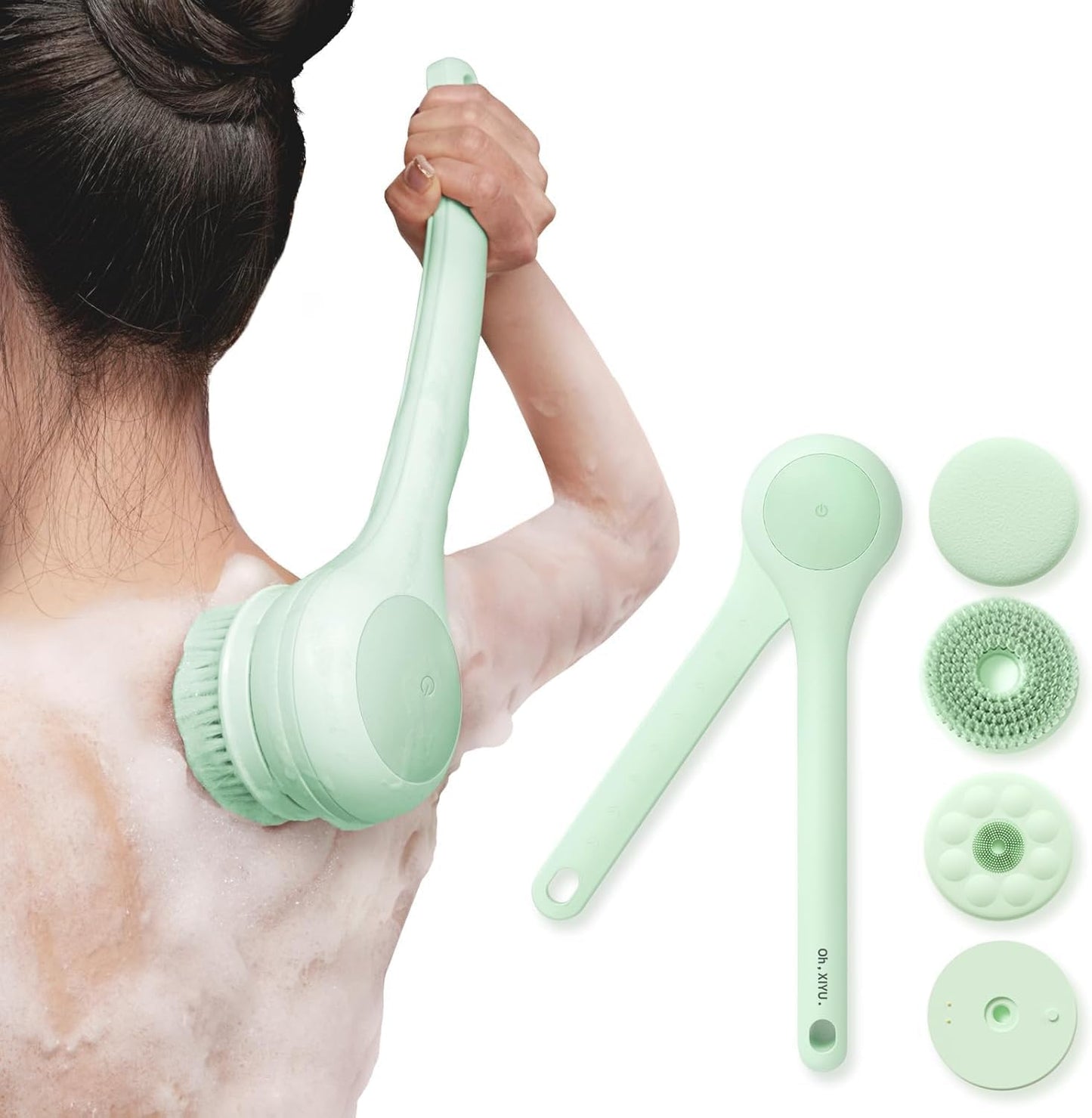 Electric Body Brush Back Scrubber for Shower with Dual Handle
