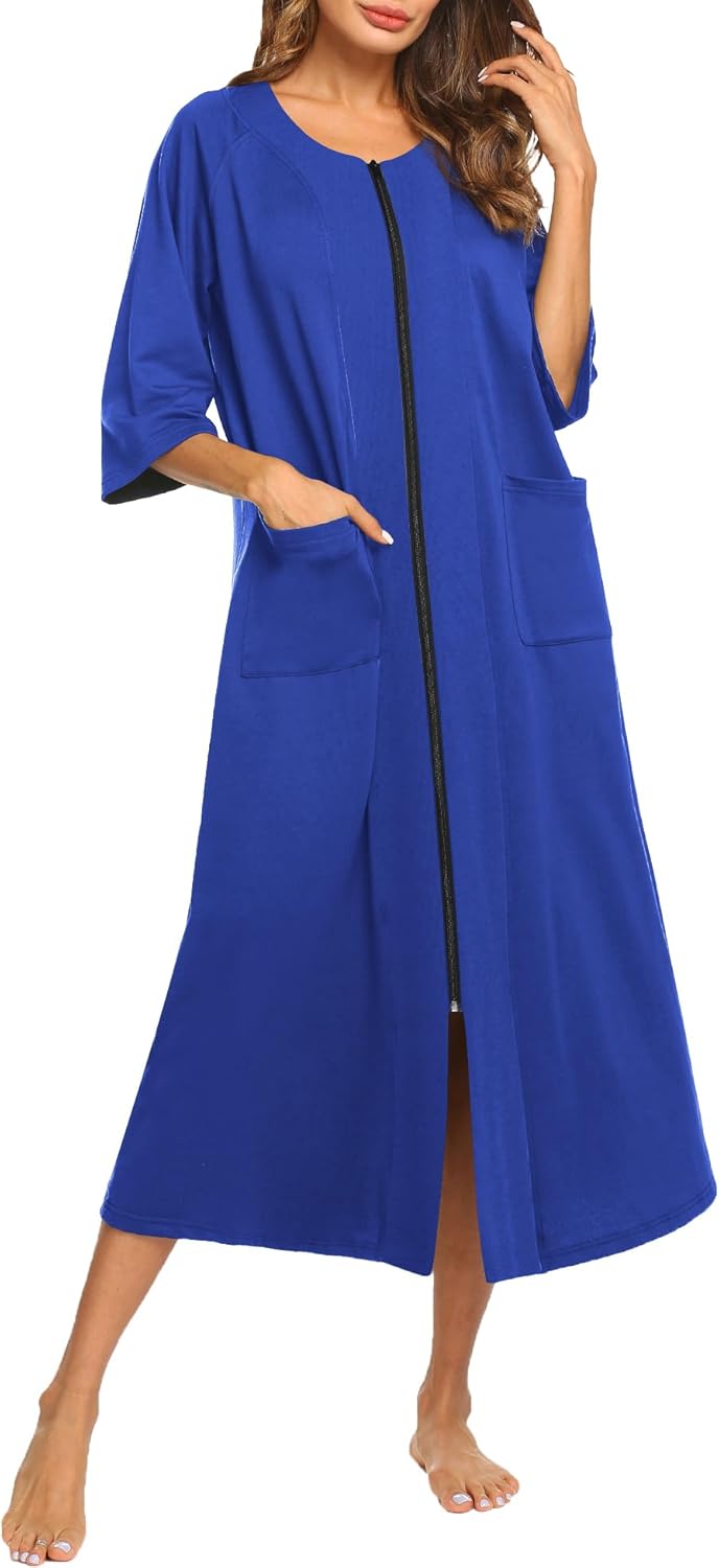 Ekouaer Women's Zipper Robe for Comfort and Style at Home
