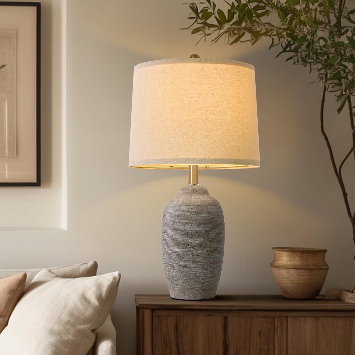 24.5 Inch Handcrafted Ceramic Table Lamp for Vintage Decor