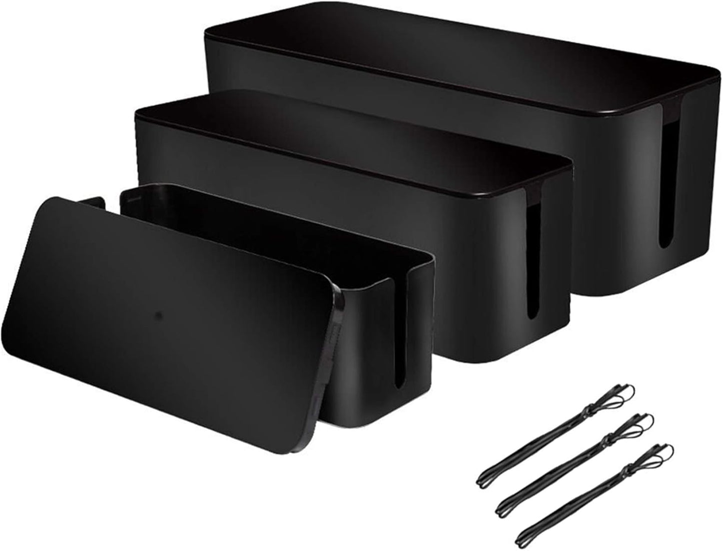 Organize with Ease: Set of 3 Cable Boxes + Ties