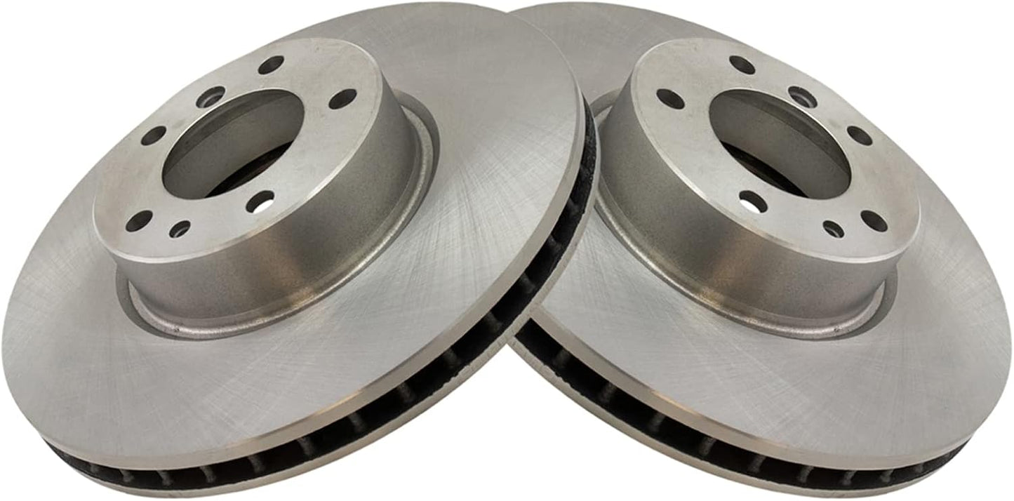 TRQ Front Brake Rotors Set Vented for BMW 530i and 540i