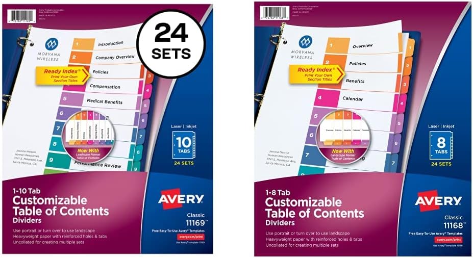 Avery 10-Tab Dividers for 3 Ring Binders with Customizable Tabs
