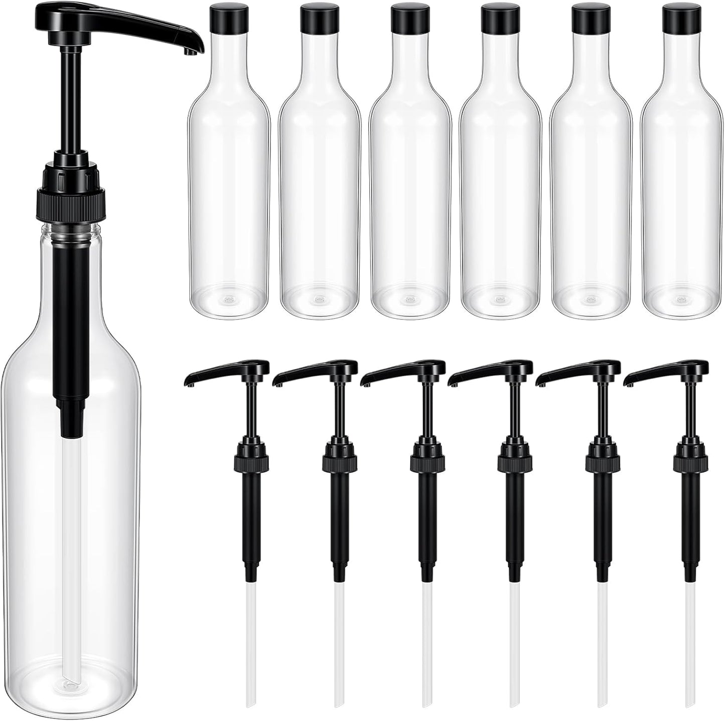 Maxdot 6 Pcs 25 oz Syrup Bottles with Pump for Home Party