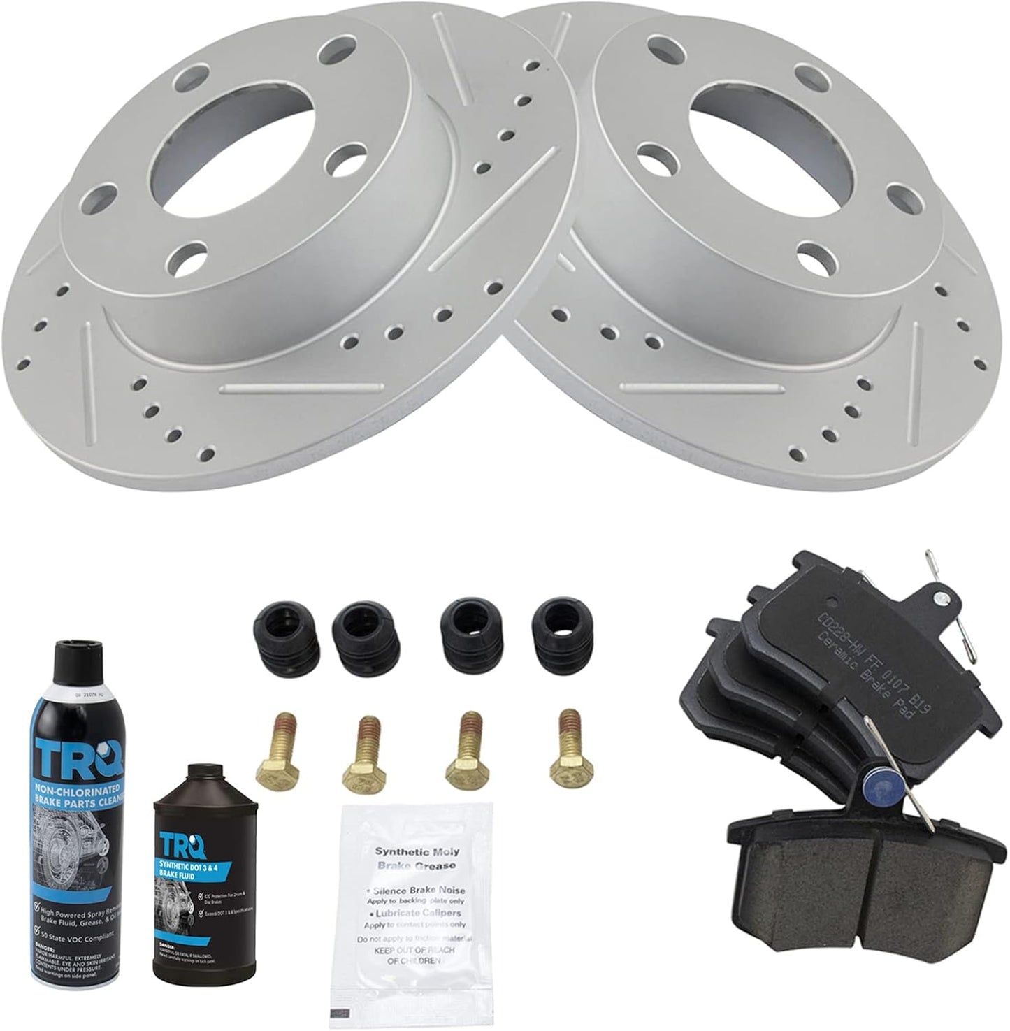 TRQ Rear Performance Brake Pad & Rotor Kit for Audi A4 Quattro