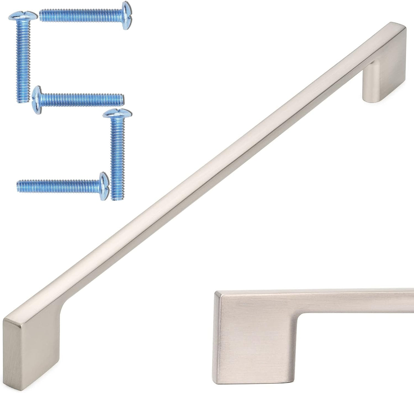 Brushed Nickel Kitchen Cabinet Pulls - 5 Pack of 8-4/5 Inch Handles