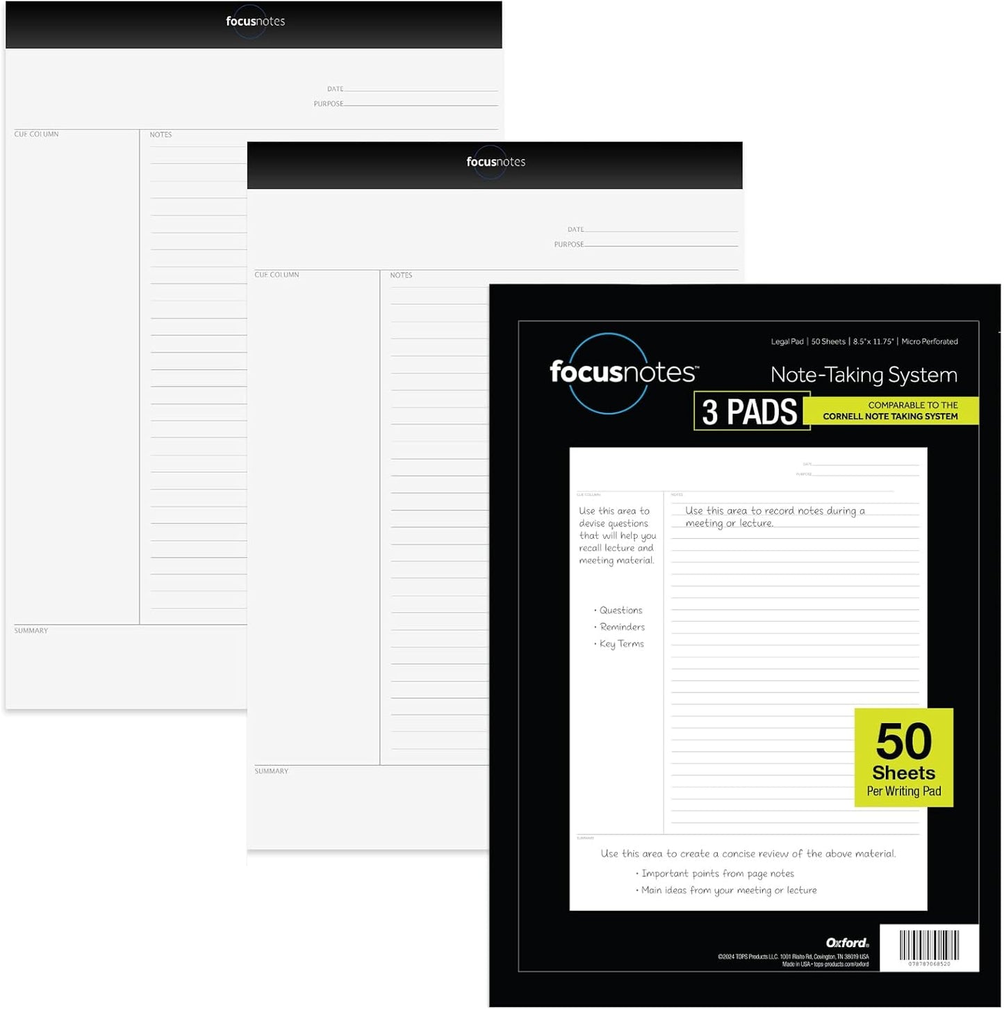 TOPS Cornell Notepads - Ideal for Work Notes!