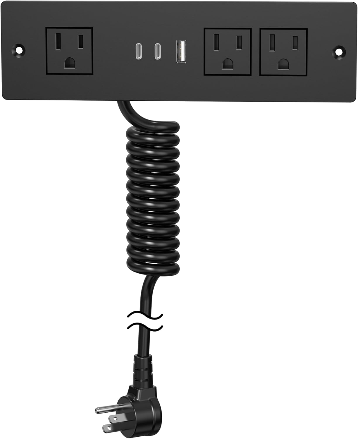 Recessed Power Strip with USB Ports for Clutter-Free Charging