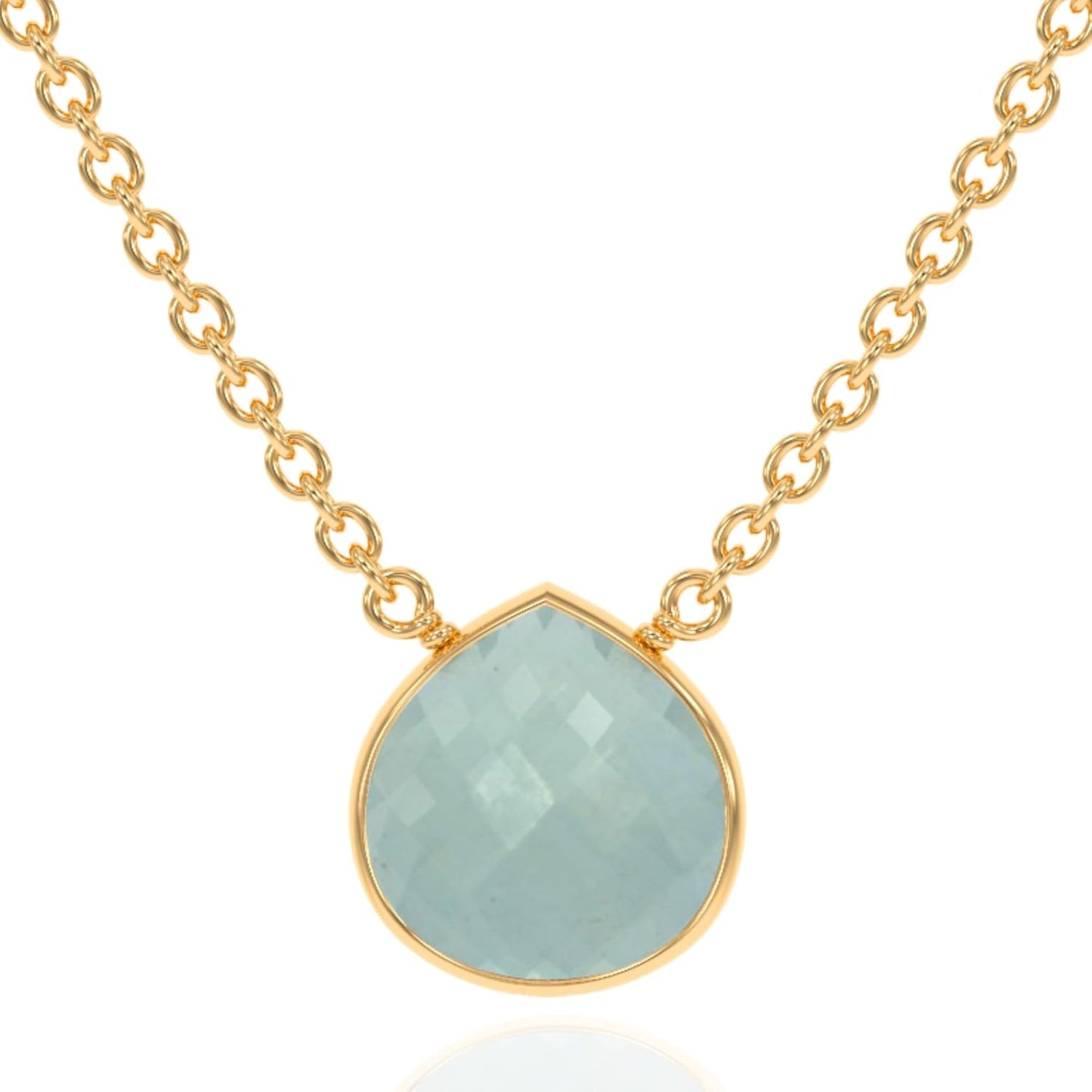 Aquamarine Necklace for Women - Premium Gold Heart Bezel Jewelry