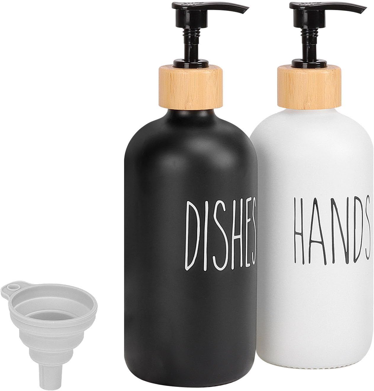 HarJue Glass Soap Dispenser Set - 2in1 Refillable Pump