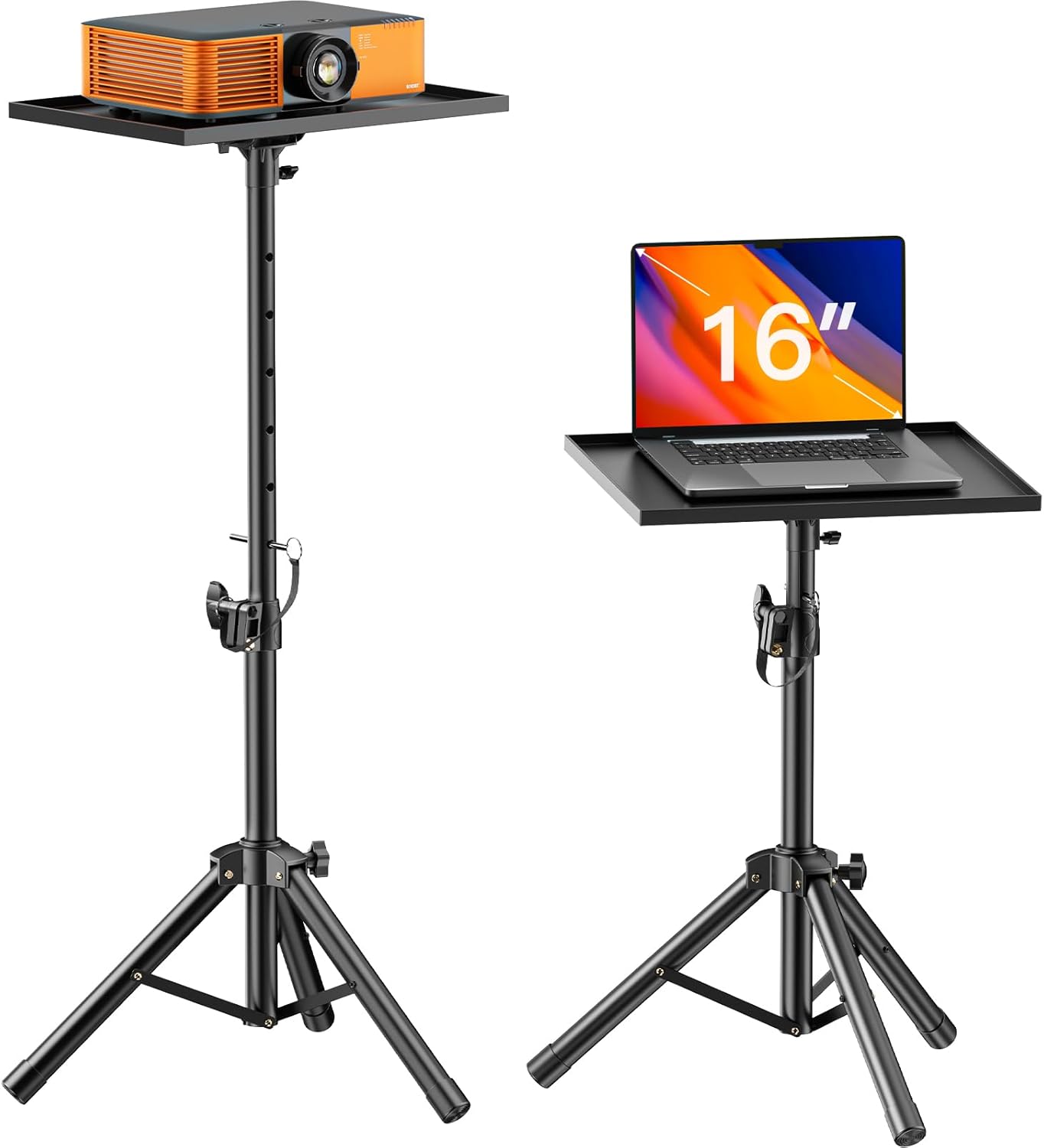 AMADA Adjustable Height Projector Stand - DJ Racks, Heavy Duty Mount - Home & Office
