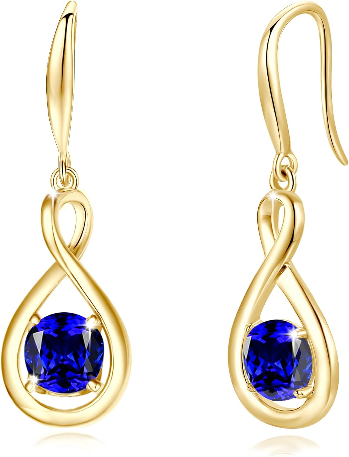 Dainty Infinity Round Gemstone Birthstone Earrings for Her