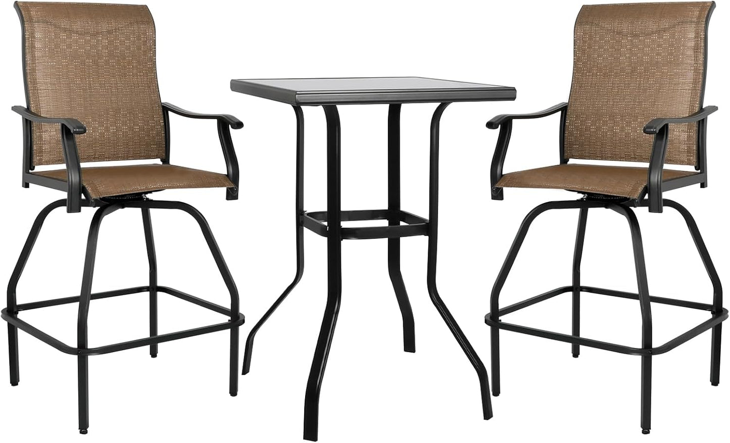 LEVELEVE Patio Bar Set with Swivel Stools for Outdoor Use