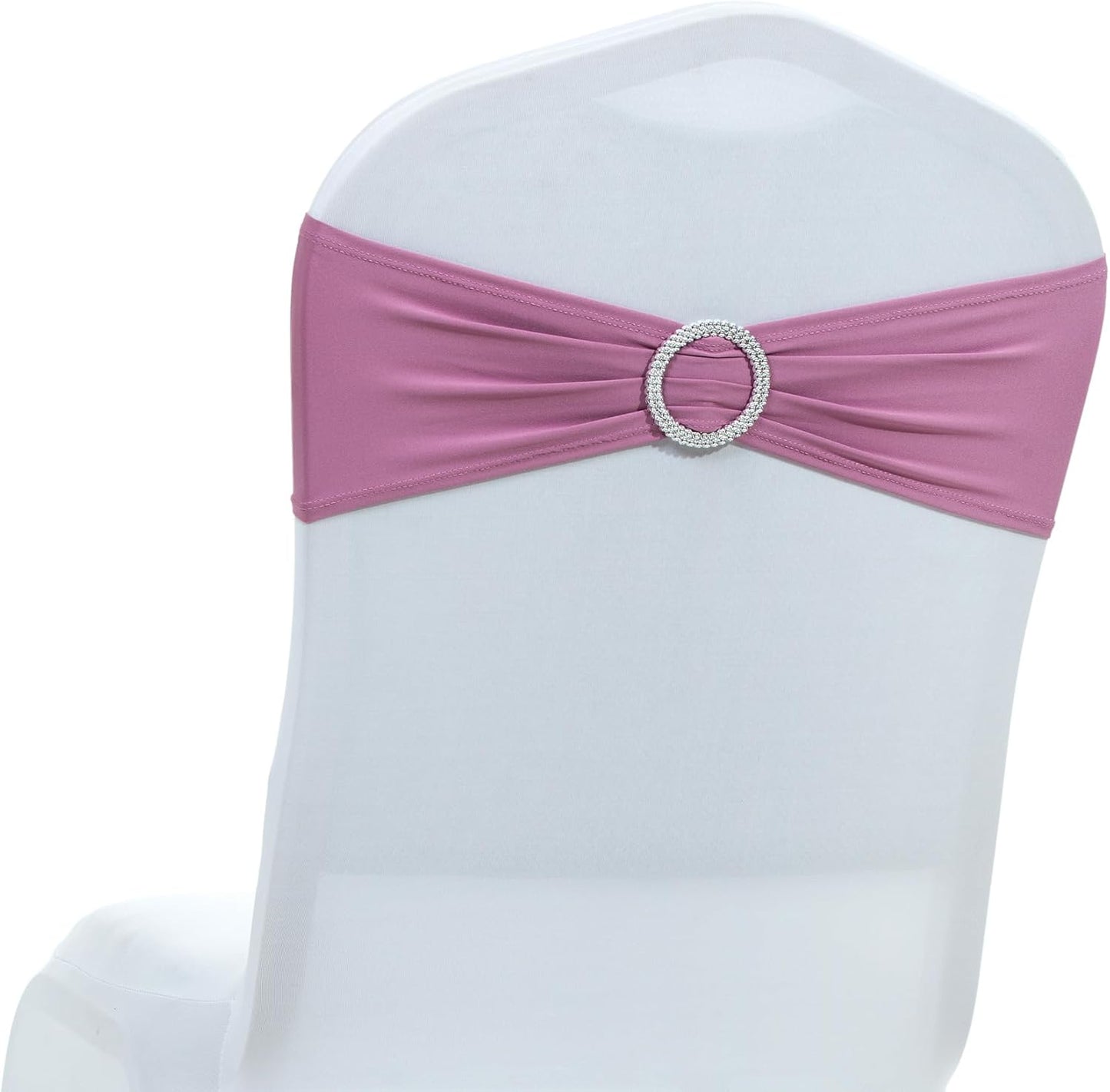 MDS Pack of 50 Dusty Pink Spandex Chair Sashes for Events