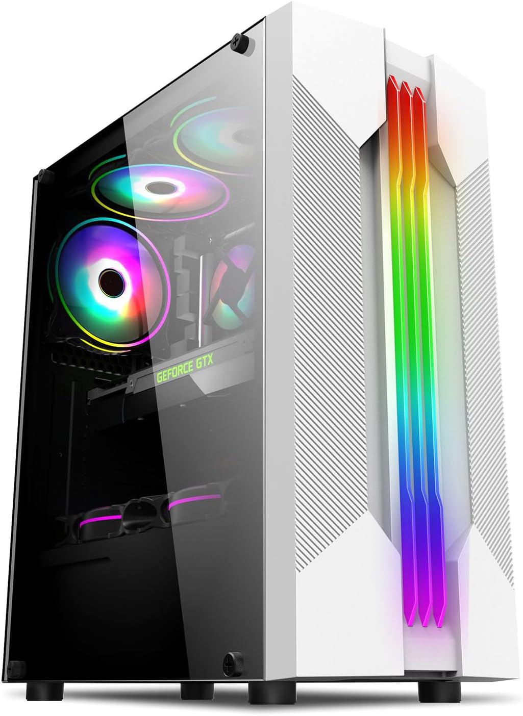 Mid-Tower PC Case with ARGB Fans and Transparent Design