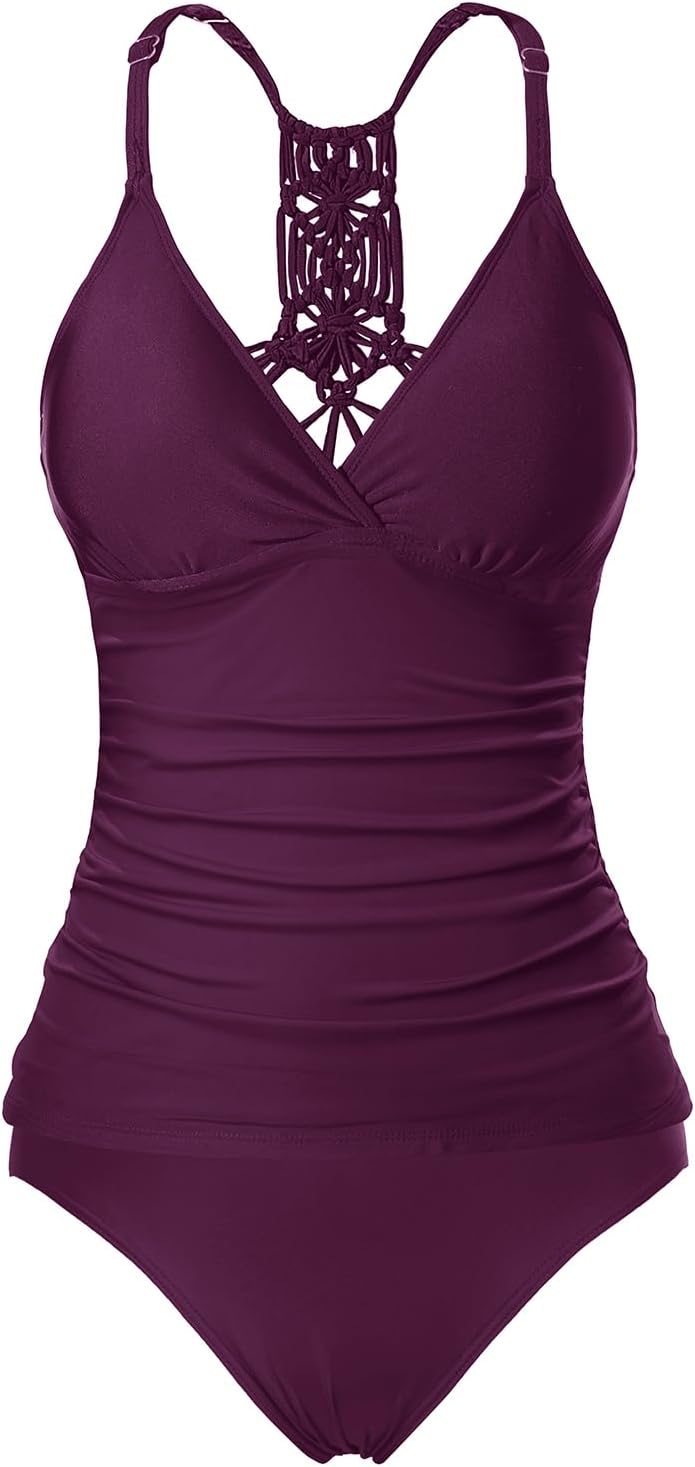 Holipick Tummy Control Two Piece Tankini Set for Women