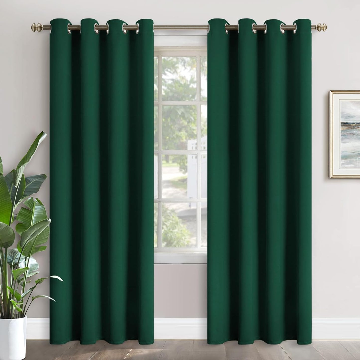 Emerald Green Blackout Curtains for Living Room - 84 Inch Length