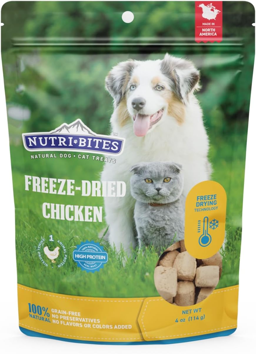 Nutri Bites Freeze Dried Chicken Treats, 4 oz | Healthy High Protein Snack