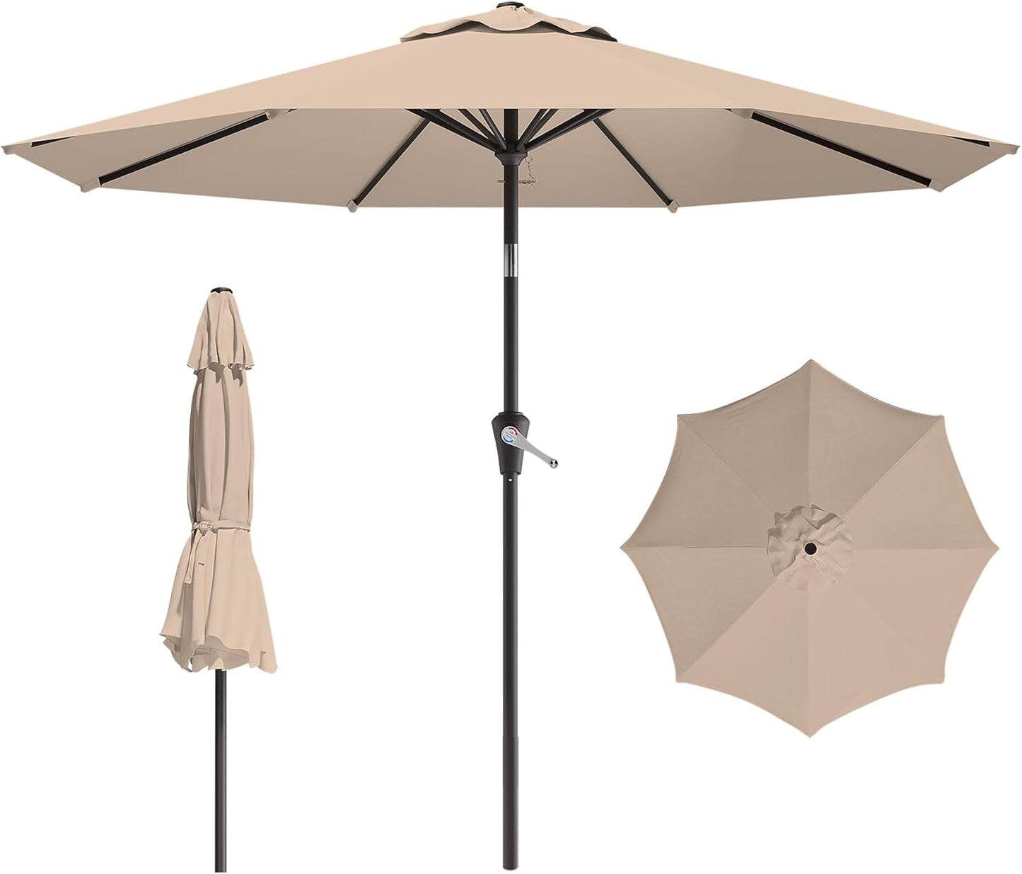9 FT Patio Umbrella with Push Button Tilt for Outdoor Spaces