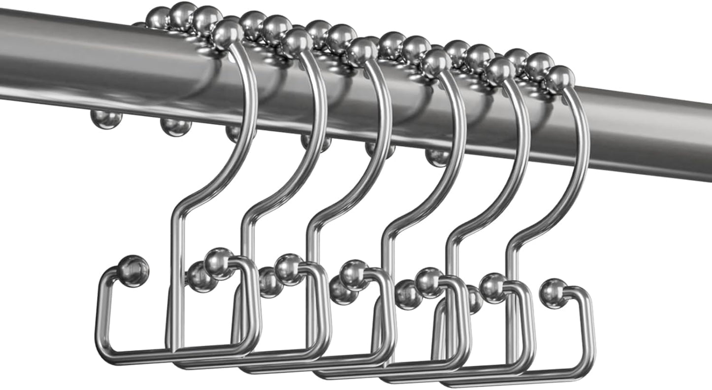 12x Rust Proof Double Shower Curtain Hooks