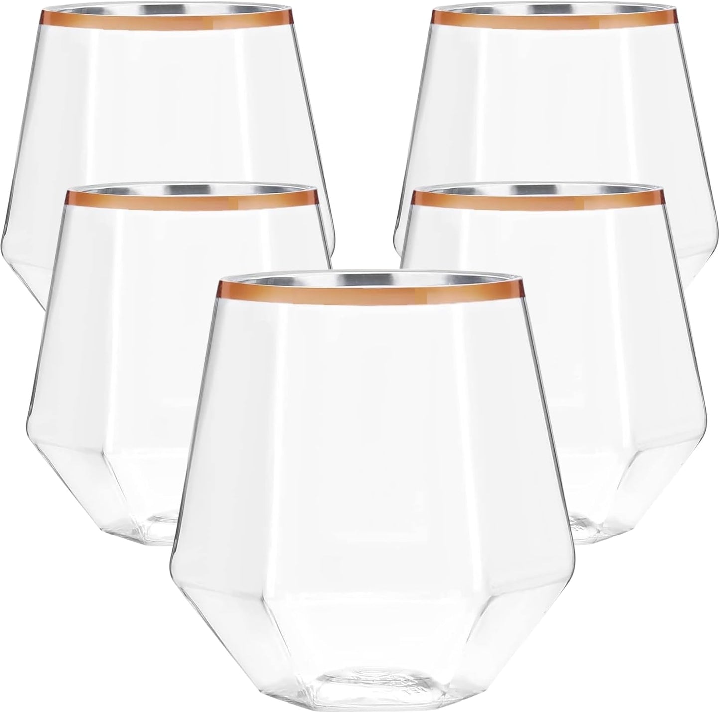 40 Count Diamond Unbreakable Stemless Plastic Wine Glasses