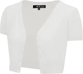 YEMAK Women's Cropped Bolero Cardigan Short Sleeve V-Neck Top