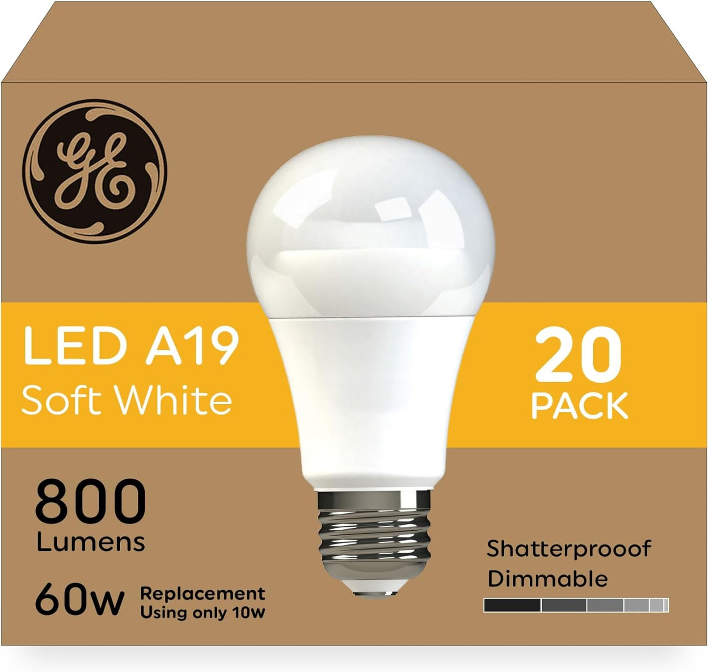GE LED Light Bulbs 60 Watt Soft White A19 20 Pack for Home