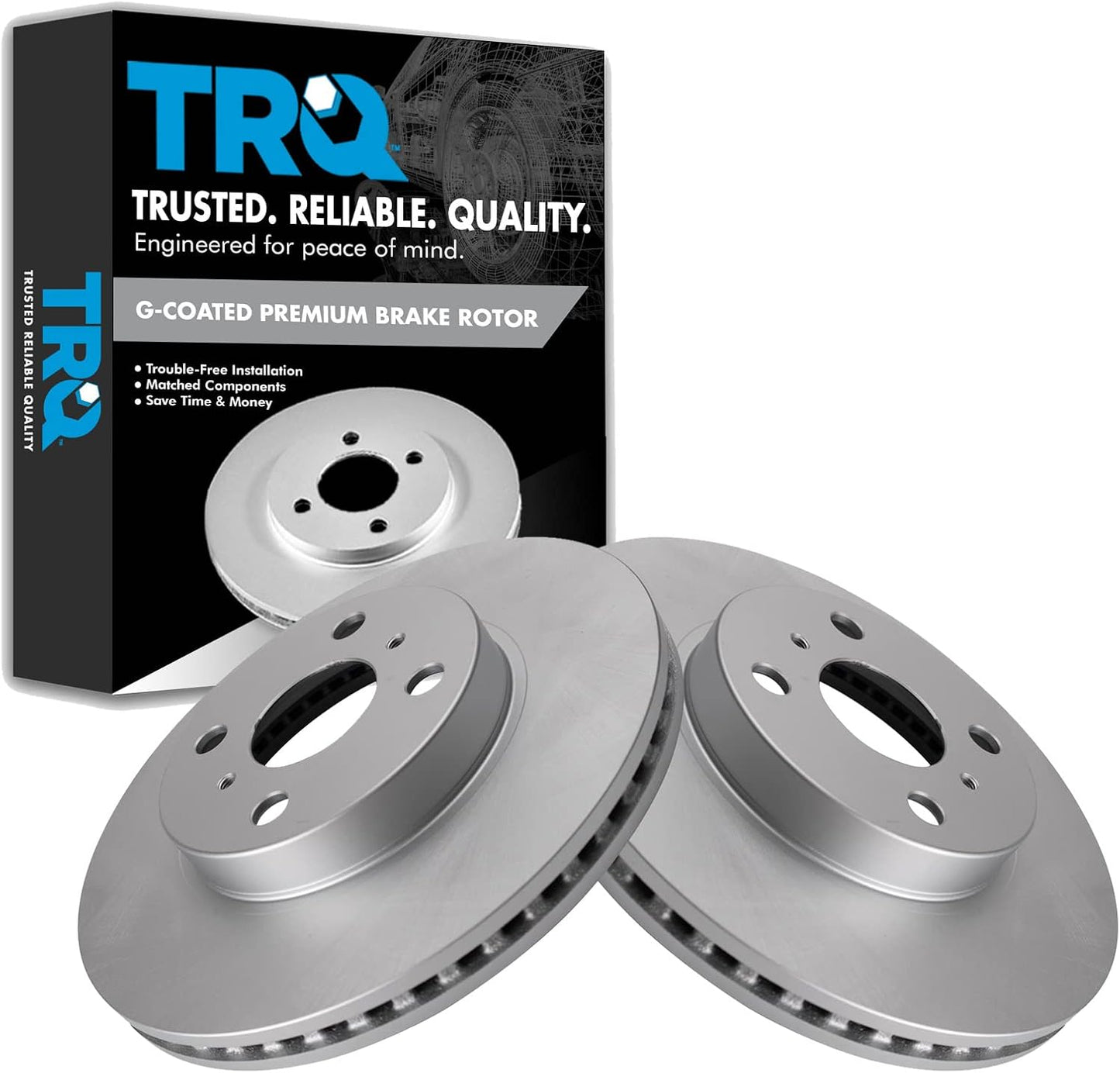 TRQ Front Brake Rotors Set for 2013 Scion iQ and 2012-2019 Prius C