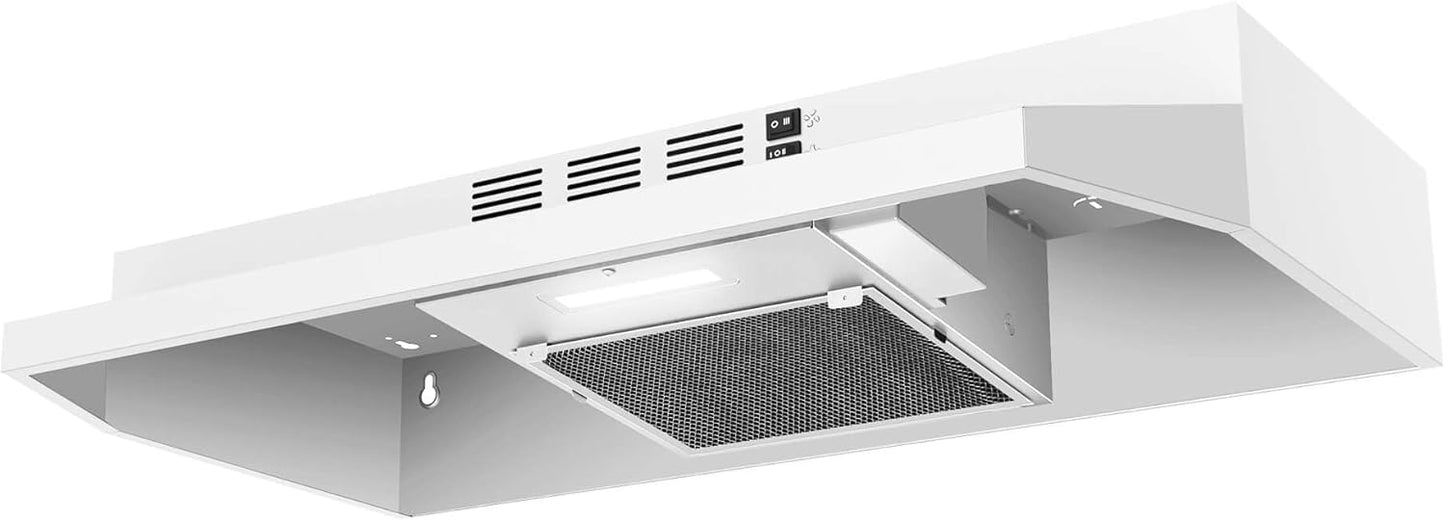 30 inch Under Cabinet Range Hood with LED Light and 2 Speed Fan