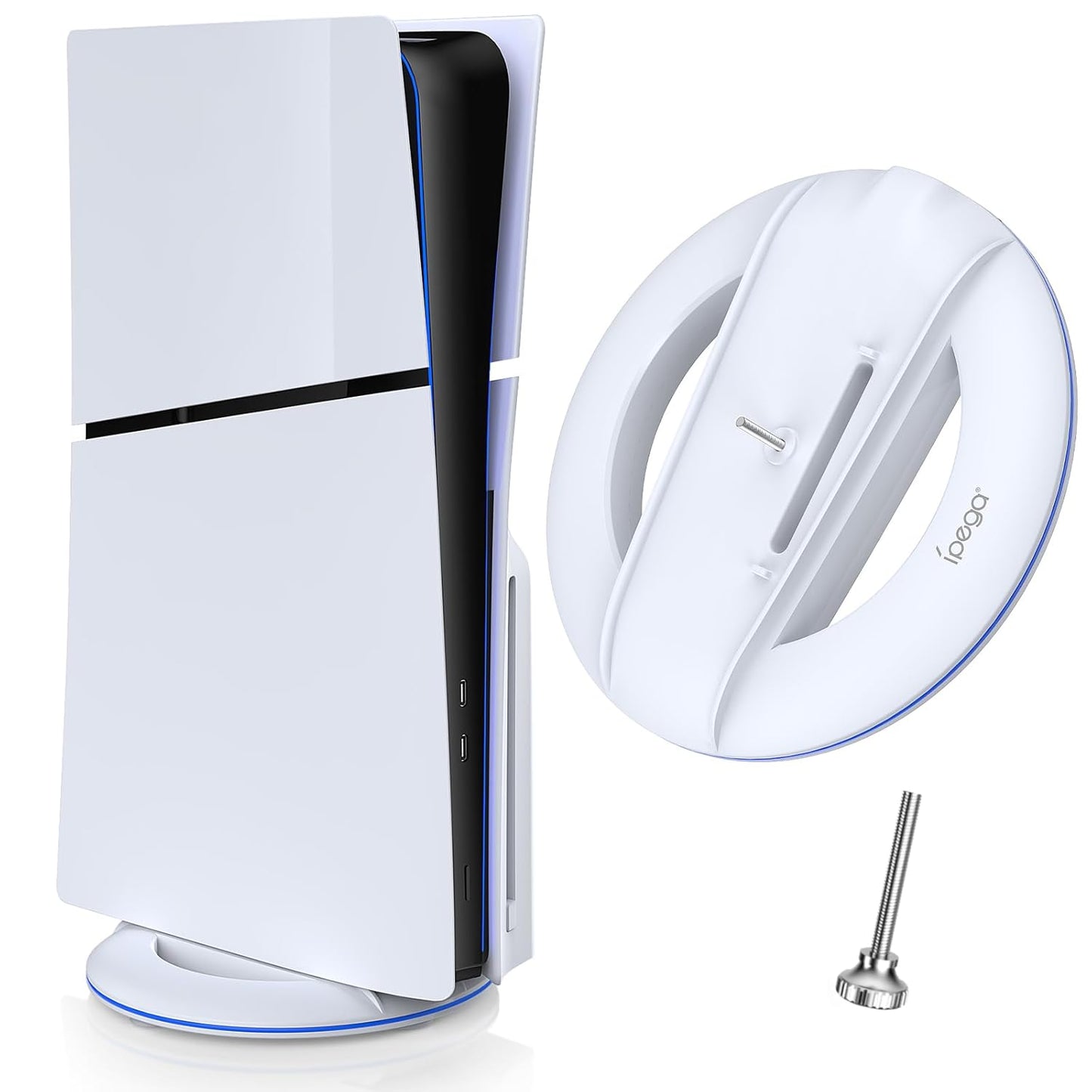 PS5 Slim/Pro Vertical Stand, White Screw Base for Better Storage