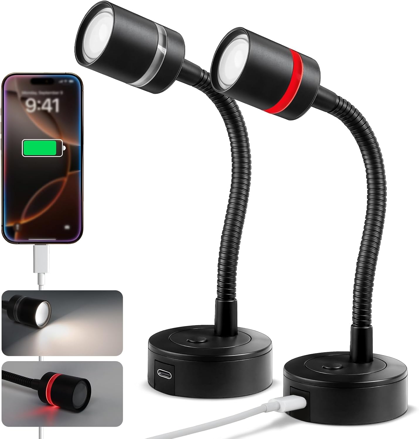 Acegoo 12V LED Reading Light with USB-C Charger for RVs