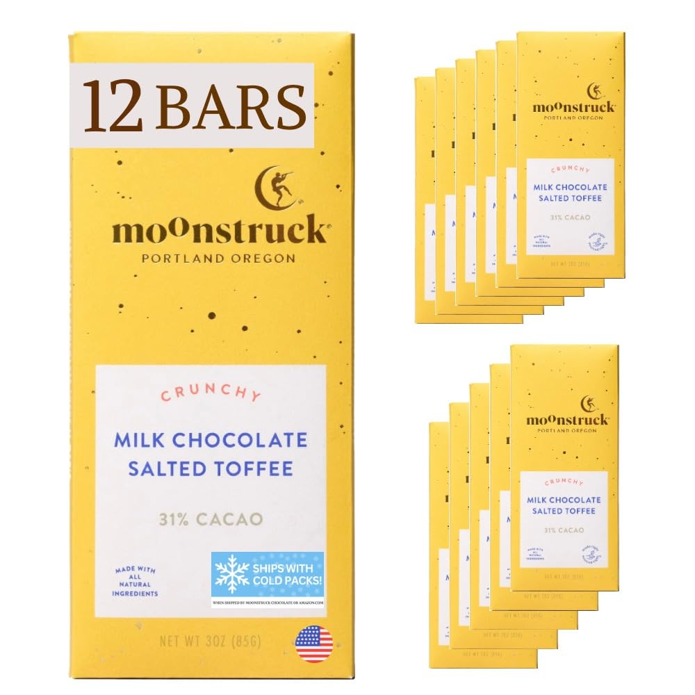 Moonstruck Salted Toffee Milk Chocolate Bars - 12 Pack Delight