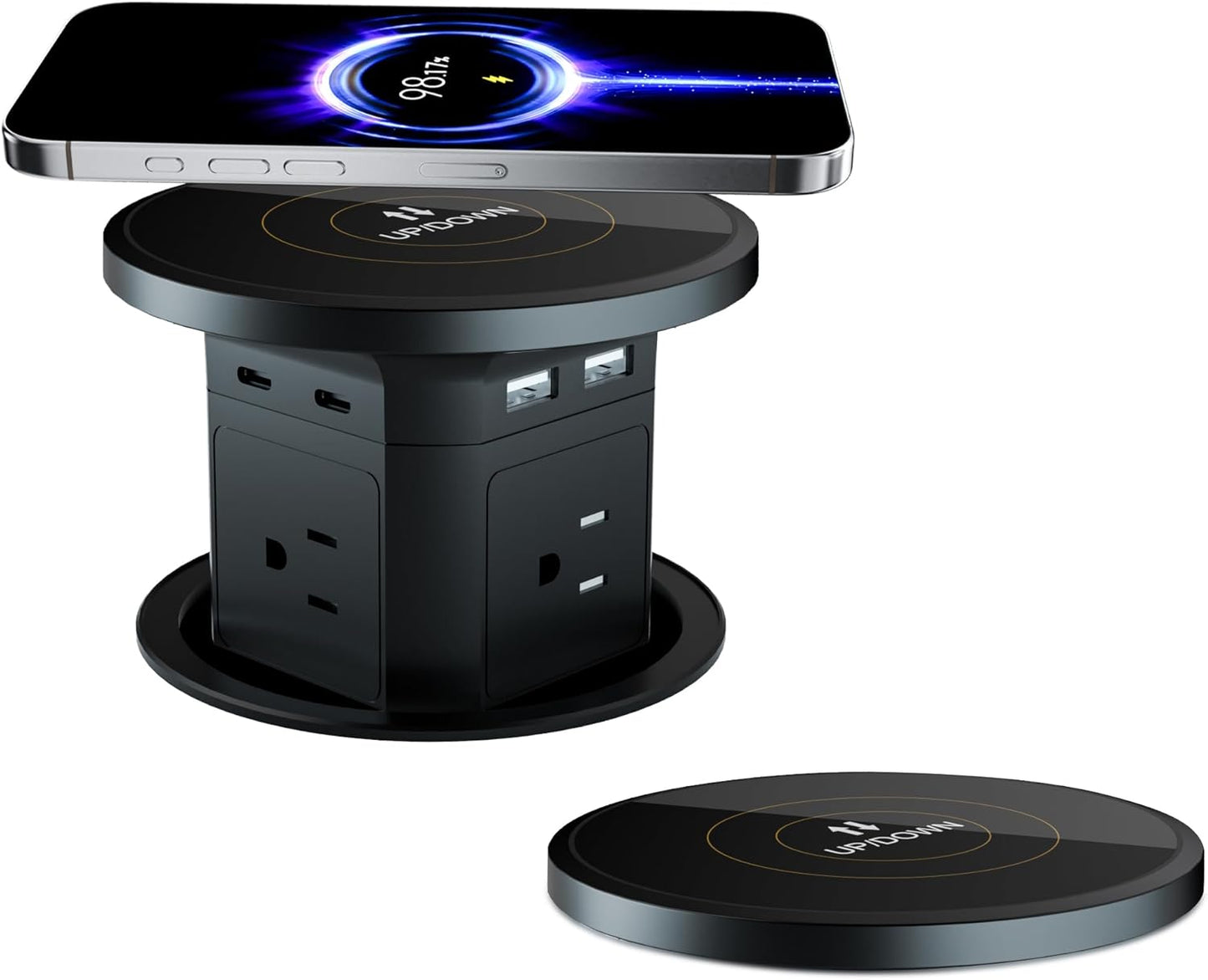 9-in-1 Pop-Up Outlet with Wireless Charging for Any Space