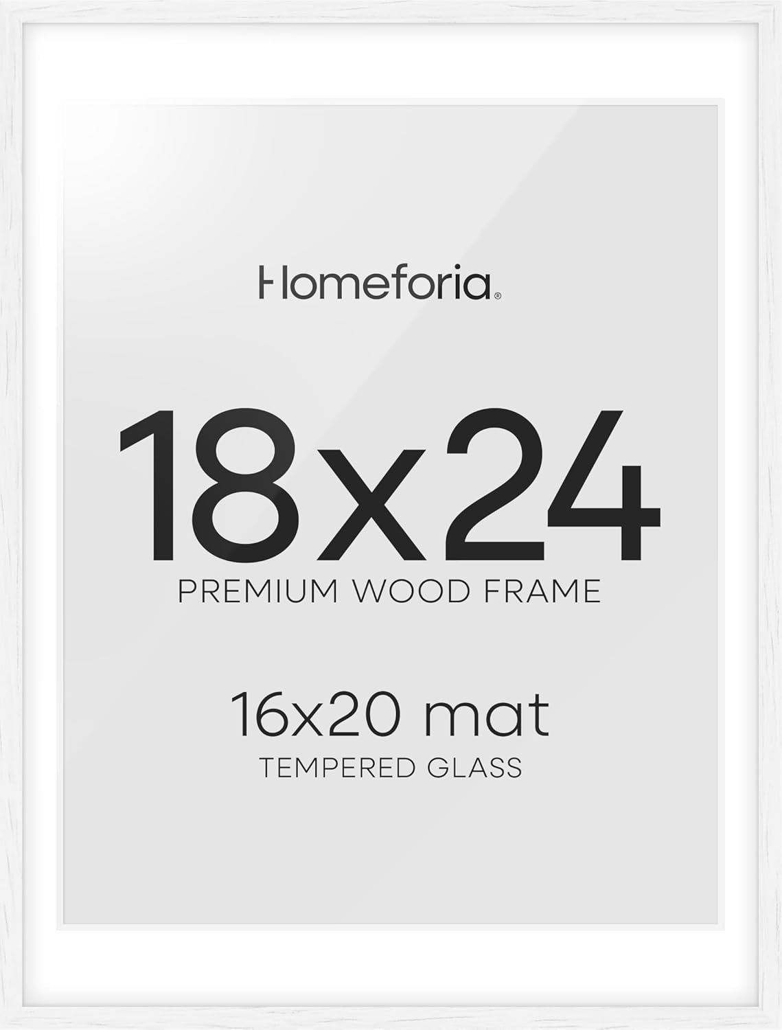 High-End Oak 18x24 White Wood Picture Frame with Mat Option