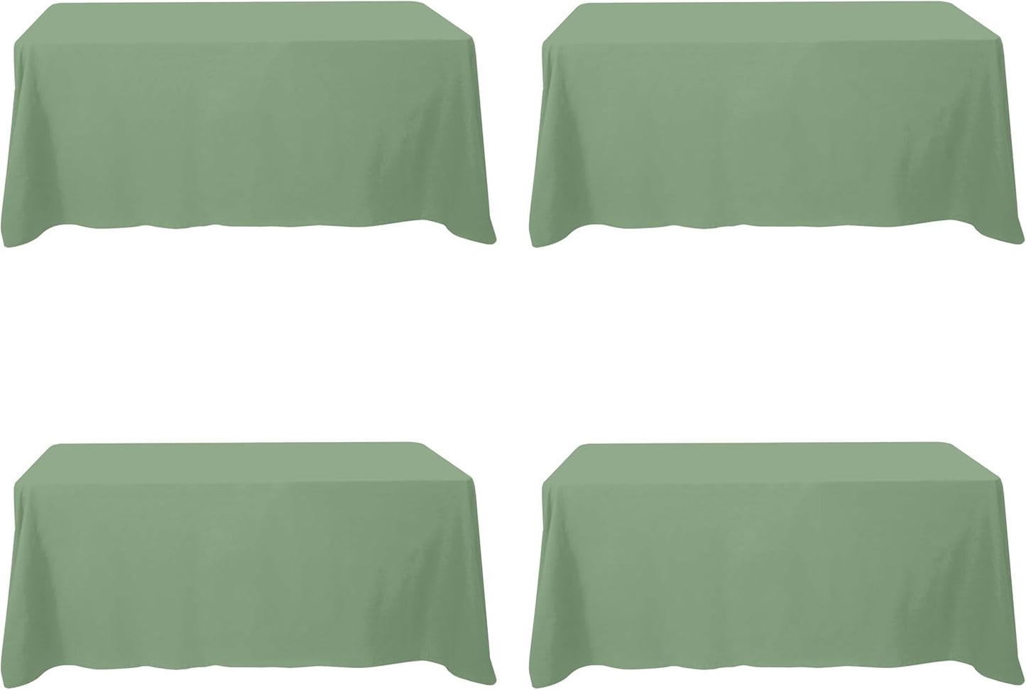Sage Green Tablecloths for 6 Foot Rectangle Tables - 4 Pack