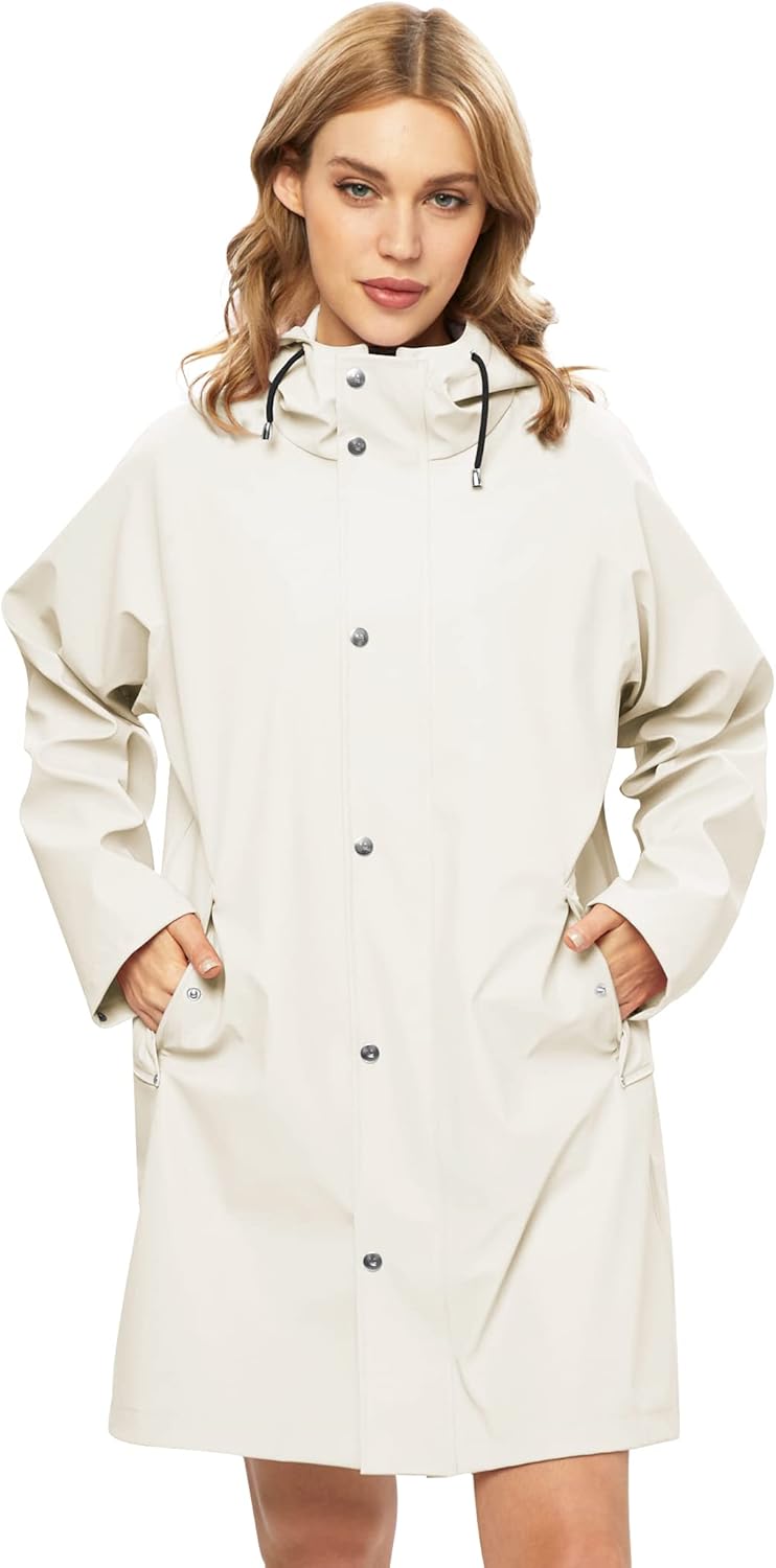 UNIQUEBELLA Rain Jackets for Women - Waterproof Long Raincoat