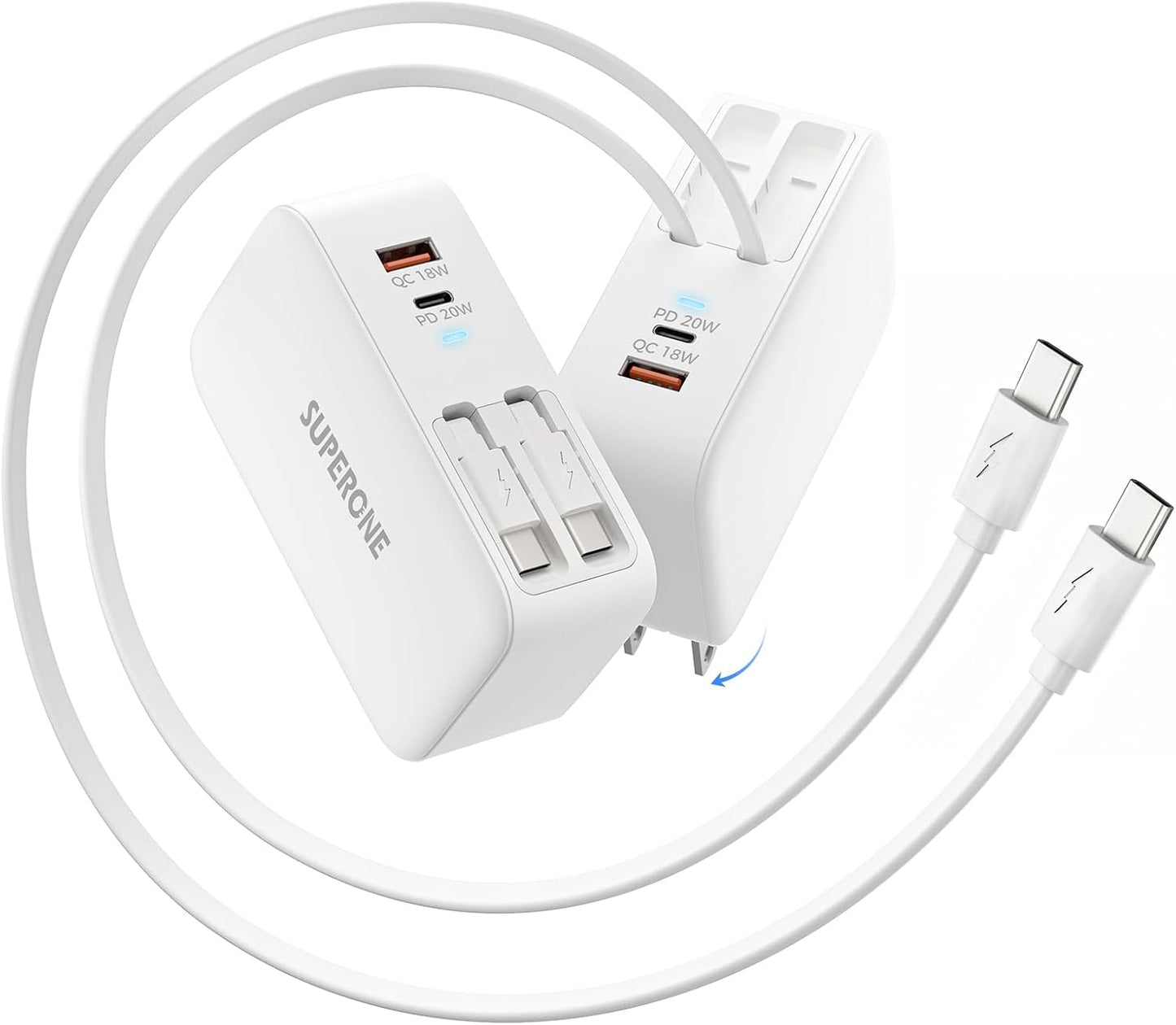 Retractable iPhone Charger with Dual USB C Fast Charging Cables