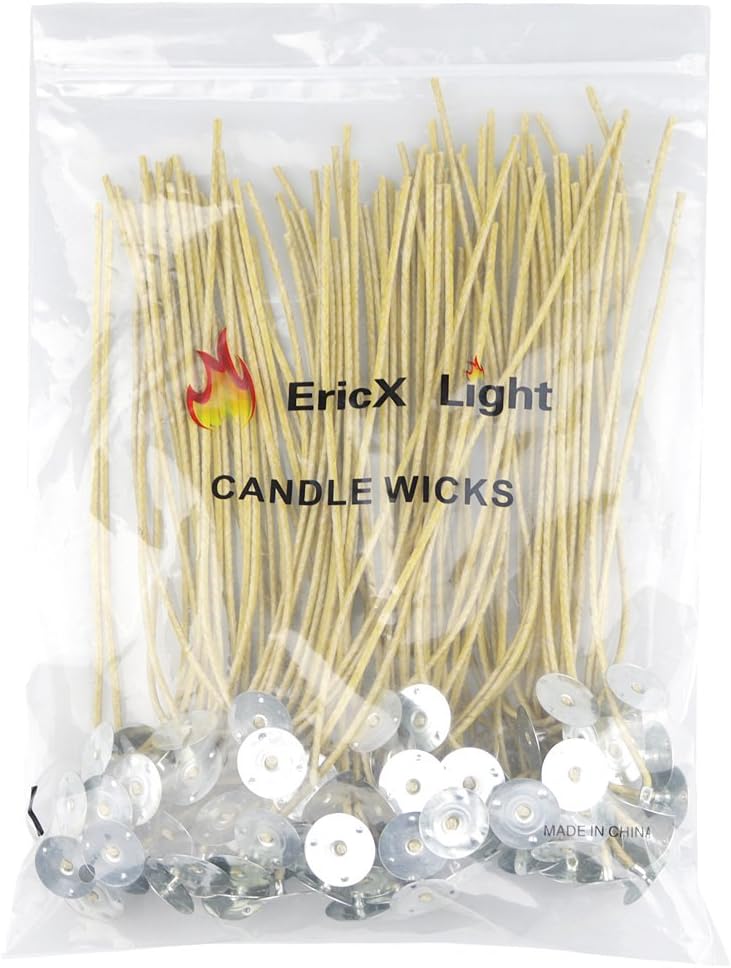 100 Organic Hemp Candle Wicks, Pre-Waxed for Candle Making
