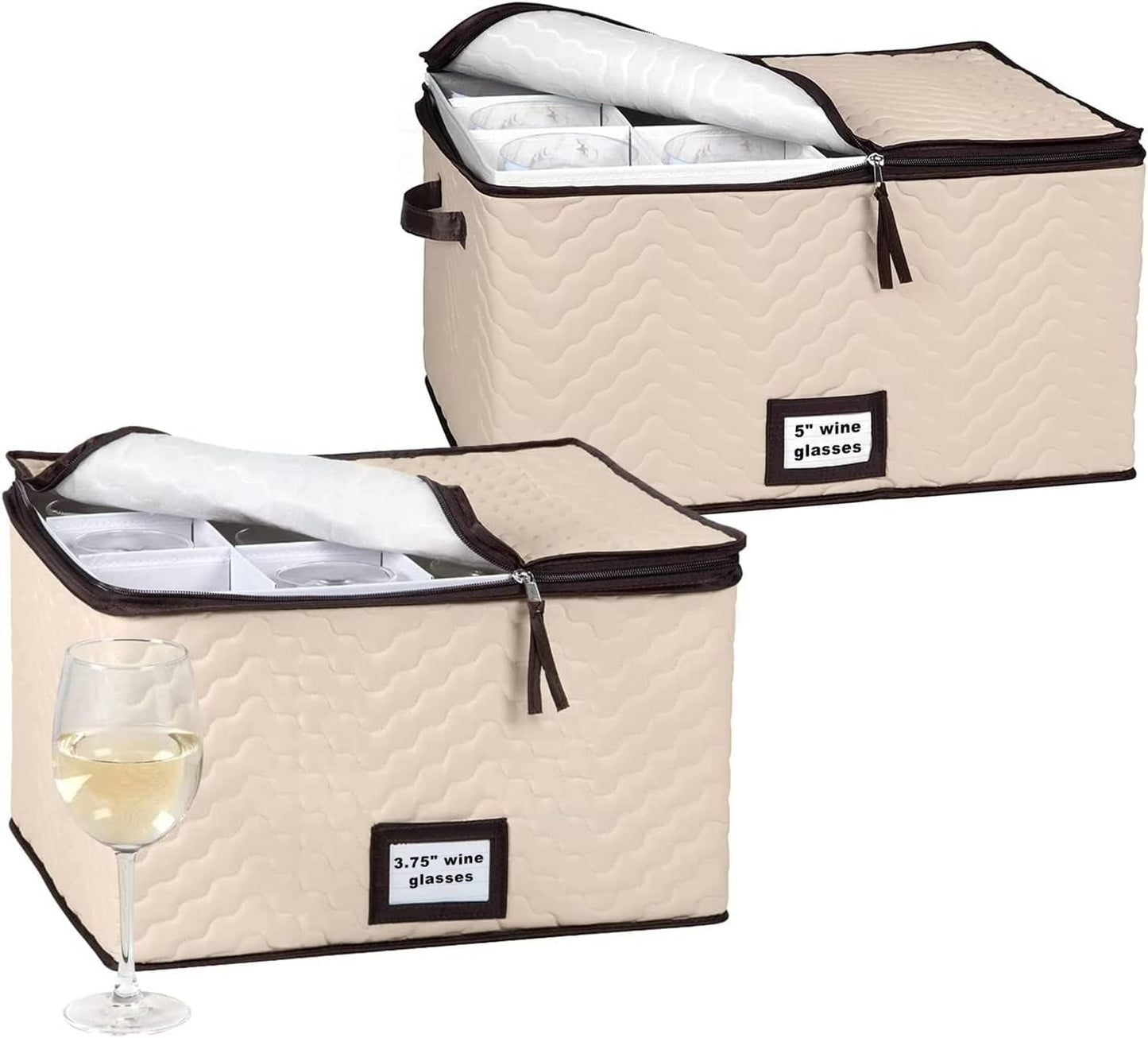 Wine Glass Storage Boxes with Dividers - Perfect for Stemware