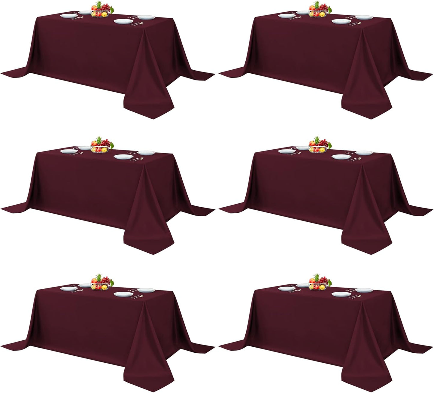 Fitable Burgundy Rectangle Table Clothes for Elegant Events