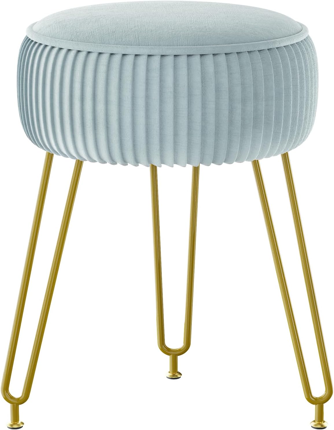 IBUYKE Velvet Round Footrest Stool Ottoman for Modern Spaces
