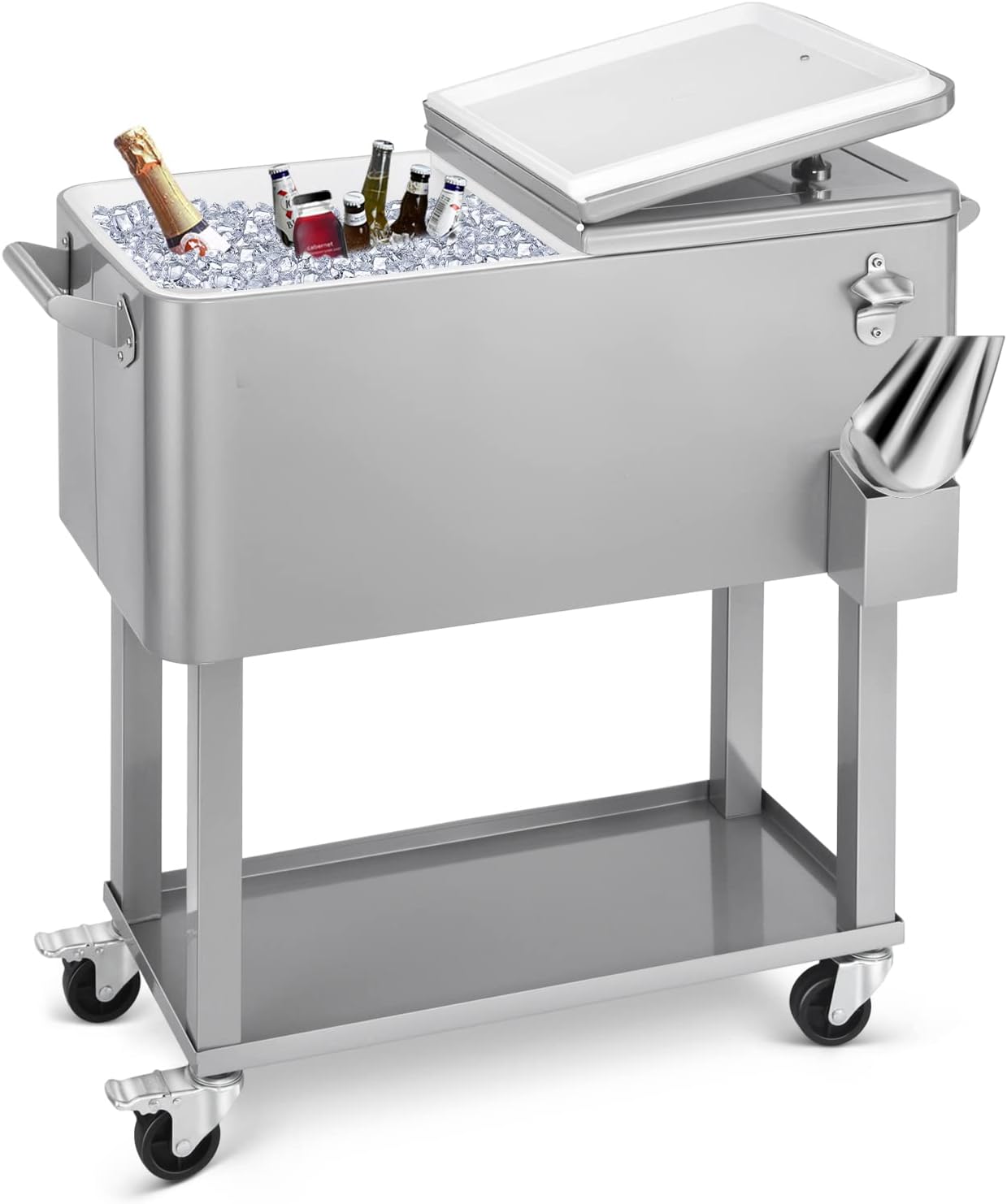 EDOSTORY 80 Quart Rolling Ice Chest Cooler for Outdoor Parties