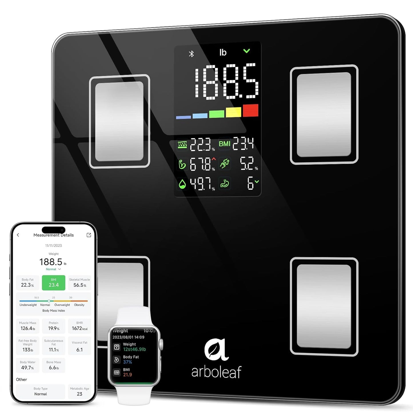 Arboleaf Smart Scale: 14 Body Metrics, Accurate Weighing, App Sync