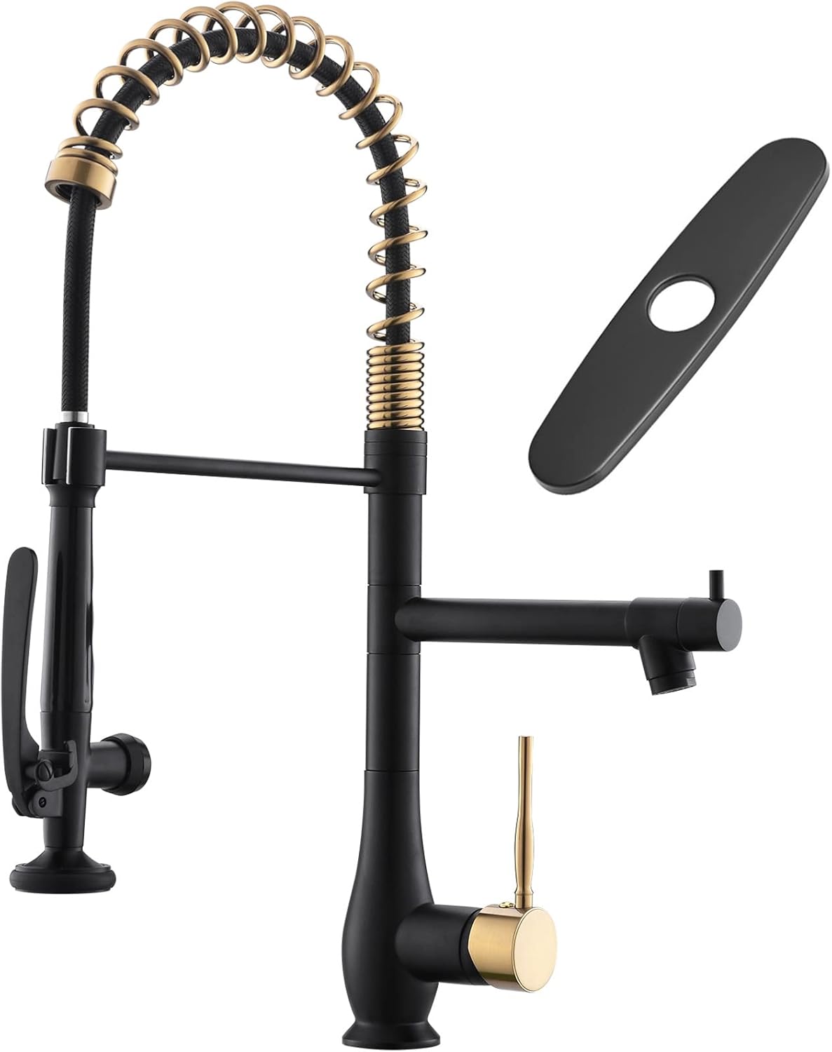 GIMILI Black and Gold Kitchen Faucet with Pull Down Sprayer