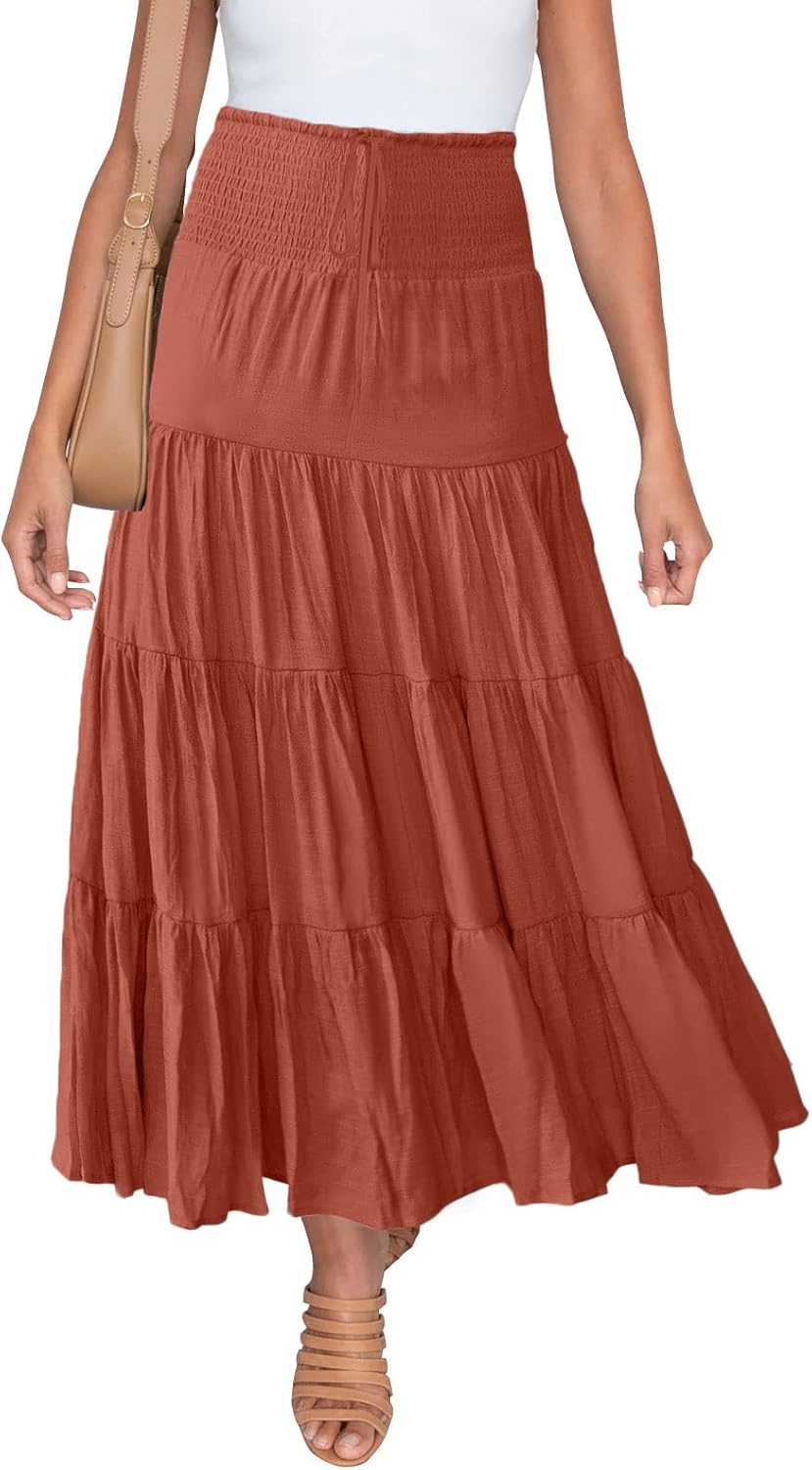 HAEOF Women's Summer Flowy Boho Maxi Skirt for Every Occasion