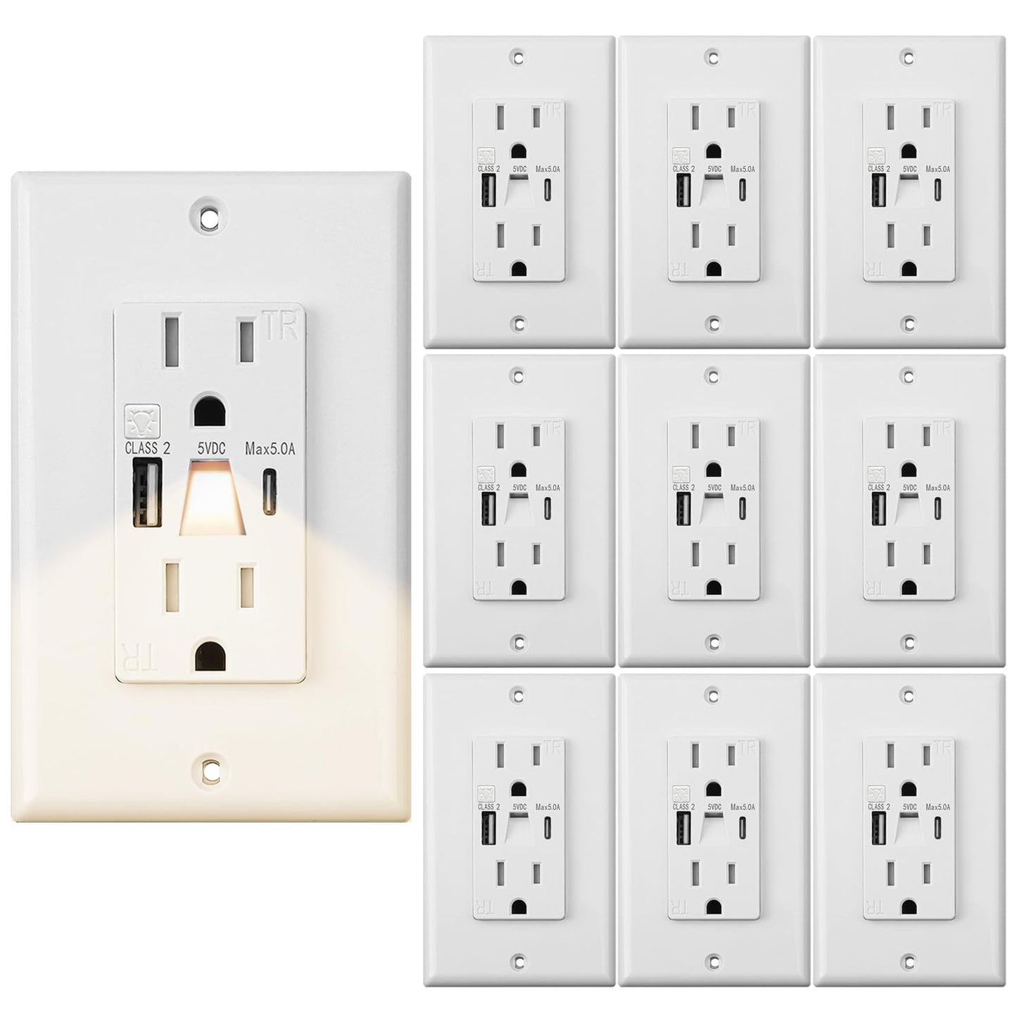 Modern USB Outlet with Night Light for Safe Charging Needs