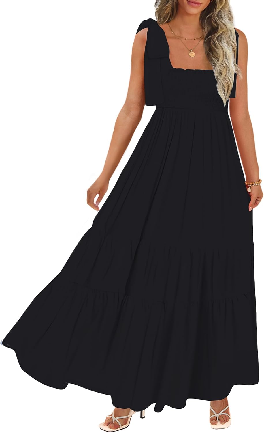 Women's Summer Maxi Dress Boho Spaghetti Straps Casual Style