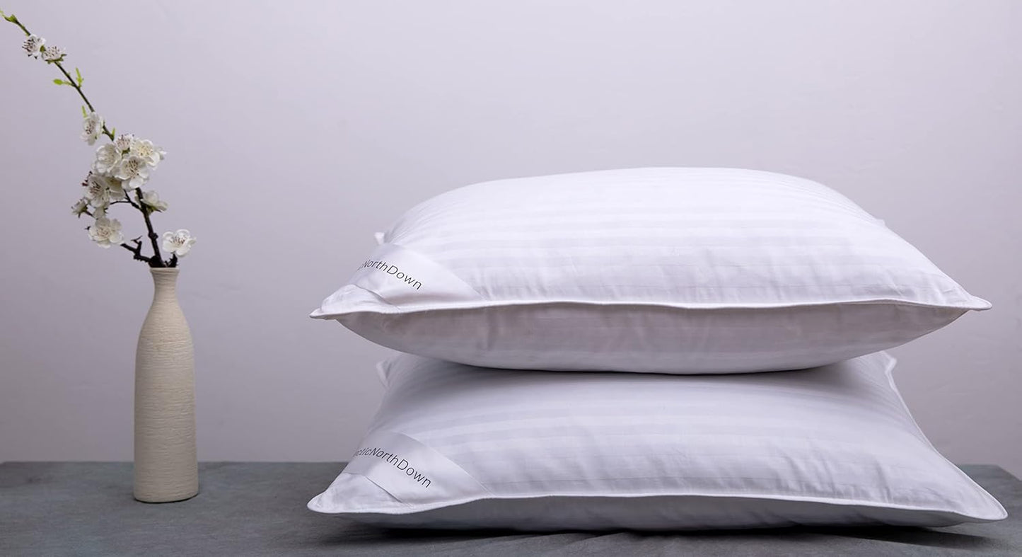 Goose Down Feather Bed Pillows for Sleeping - Queen Set of 2