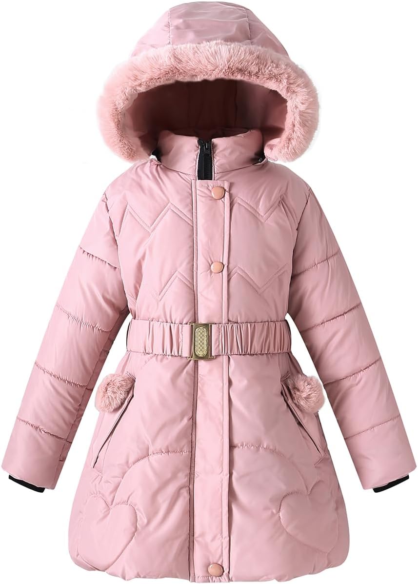 Girl Winter Dress Coats Hooded Fleece Jacket for Warmth