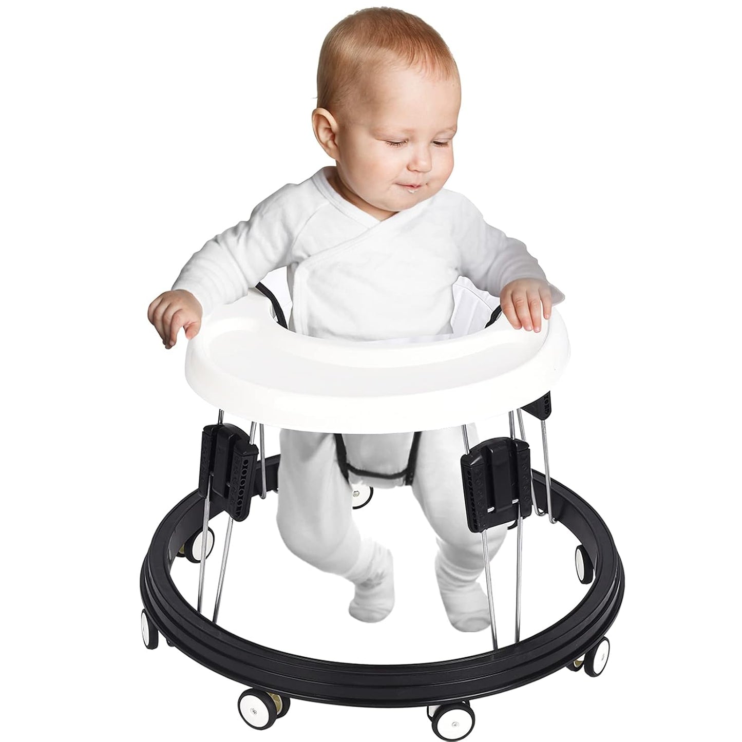 Adjustable Baby Walker - Easy Clean Tray, Anti-Rollover, Universal Wheels