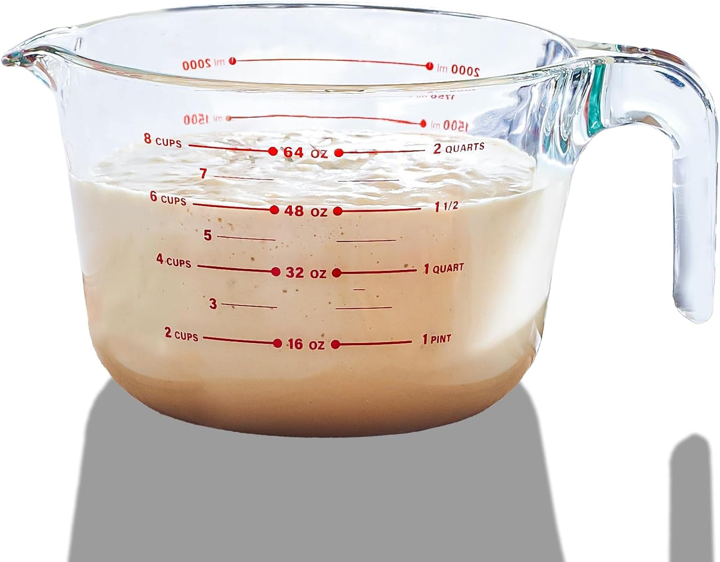 8 Cup Large Glass Measuring Cup for Kitchen Mixing and Baking